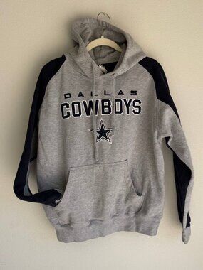Dallas Cowboys Hoodie Gray Pullover NFL Football Sweatshirt Adult Medium